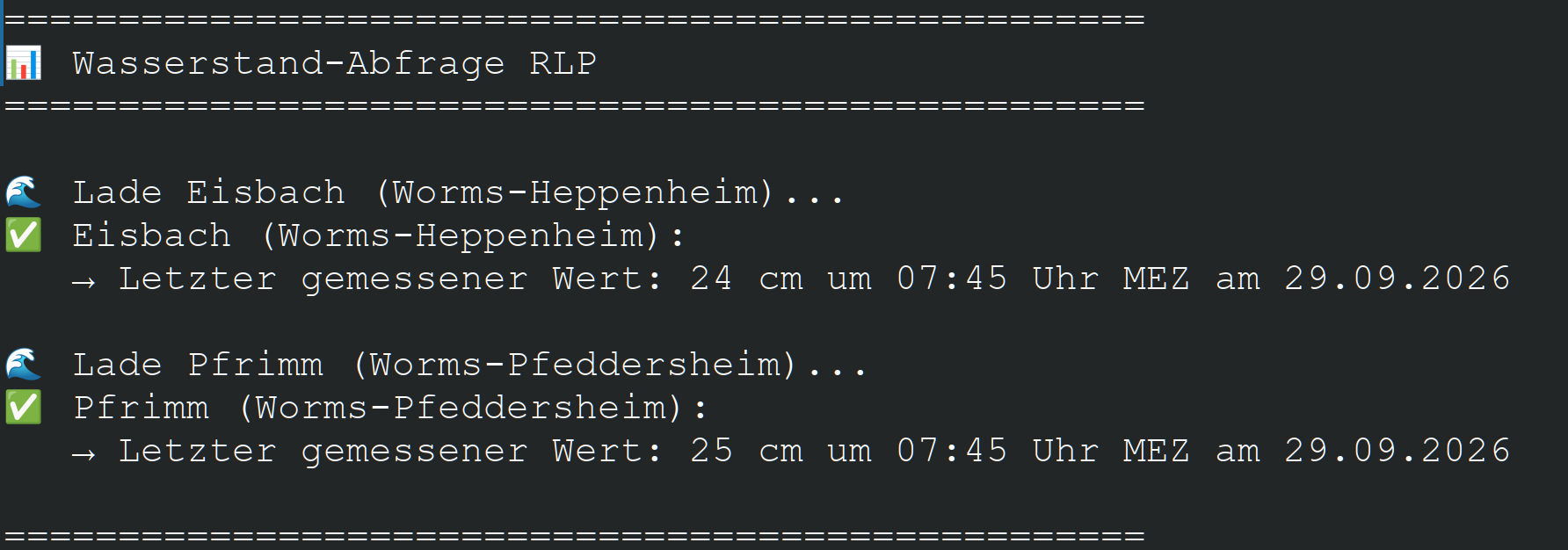 Wasserstandsmeldung